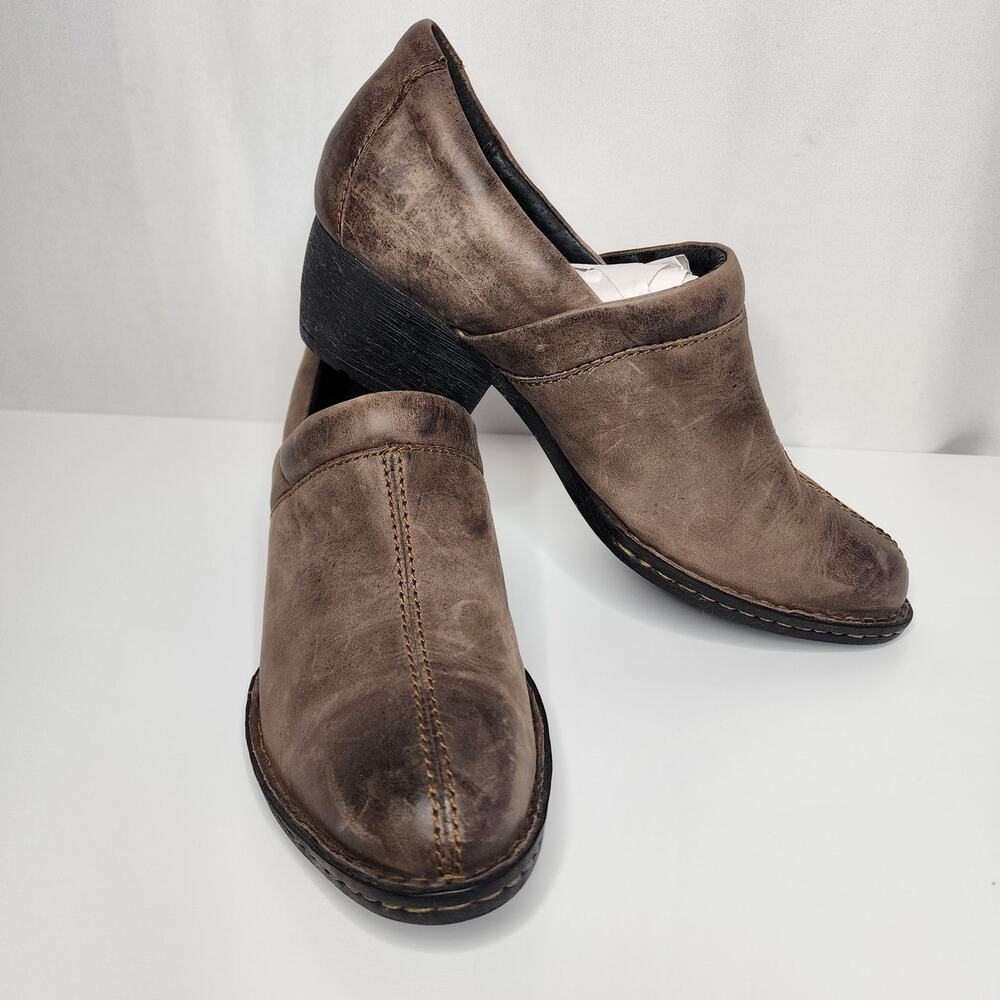Born Kinney Brown Leather Slip-On Clogs Ankle Booties – Women’s Size 7.5